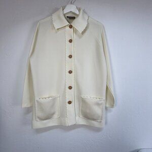 Hedy Knits California Womens Cream Button-Front Knit Cardigan Sweater Pockets